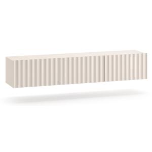 Meuble TV suspendu 3 portes beige clair 170 cm
