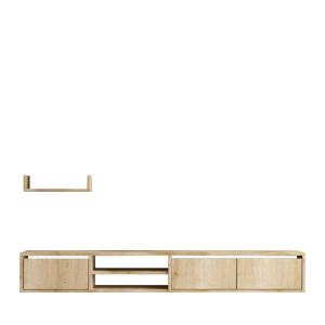 Meuble TV suspendu 3 portes en bois L180cm - Bois clair