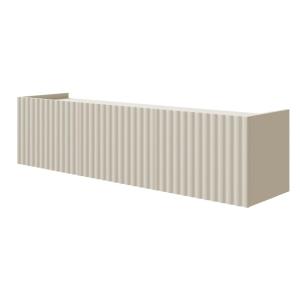 Meuble TV suspendu 3 portes, grège, 144 cm