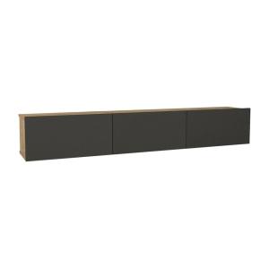 Meuble TV suspendu effet bois gris anthracite, naturel clair