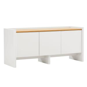Meuble TV uni rétro rectangulaire L120 cm blanc