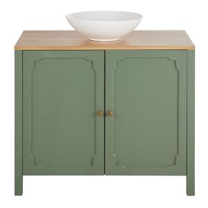 Meuble vasque 2 portes vert et beige