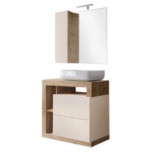 Meuble  vasque 78cm   miroir beige et aspect bois finition…