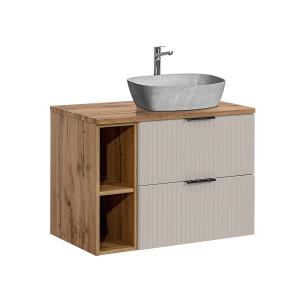 Meuble vasque effet pierre stratifiés beige