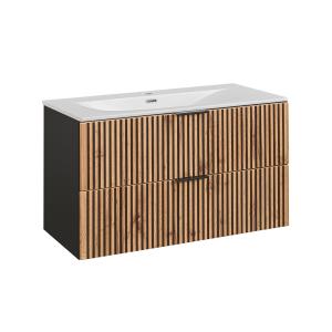 Meuble vasque encastrée stratifiés beige noir