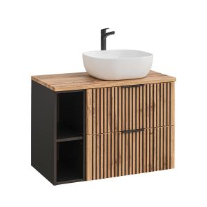 Meuble vasque stratifiés beige noir