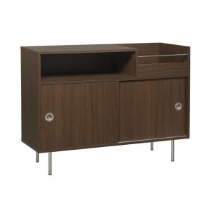 Meuble vinyle décor bois et acier inoxydable 100cm noyer