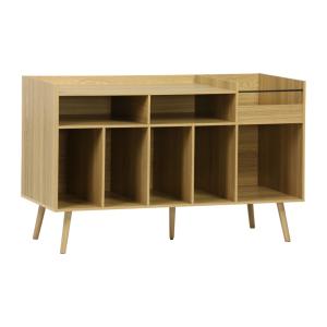 Meuble vinyle vintage XL en MDF effet bois de frêne, 130 cm