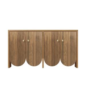 Meuble vitrine bas en bois nervuré avec portes à motifs arr…