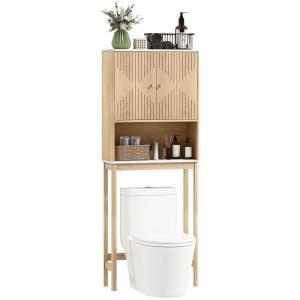 Meuble WC dessus de toilette placard à double porte chêne
