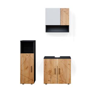 Meubles bain 3 parties, Chêne doré/anthracite 60 x 95cm