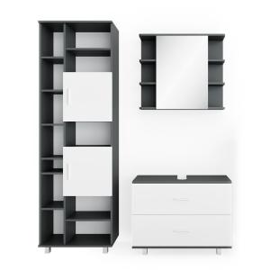 Meubles bain 3 pièces avec armoire haute blanc 80,2x60,8cm