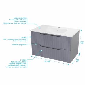 Meubles salle de bains - ensemble effet bois - 80 cm