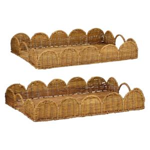 Mica Decorations Plateau Eleta Lot 2 Plateaux Rotin