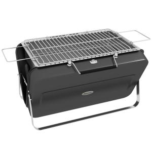 Mini barbecue à charbon portable coque valise métal noir