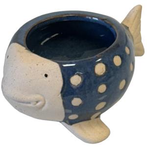 Mini cache-pot poisson bleu en céramique 5 cm