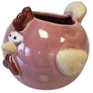 Mini cache-pot poule rose en céramique 7 cm