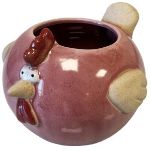 Mini cache-pot poule rose en céramique 8 cm