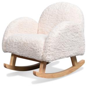 Mini fauteuil à bascule bouclette fourrure/bois blanc 45x53…