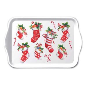 Mini plateau de Noël chaussettes rouges de fête