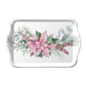 Mini plateau de Noël poinsettia rose