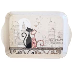 Mini plateau en mélamine chats amoureux 20 cm