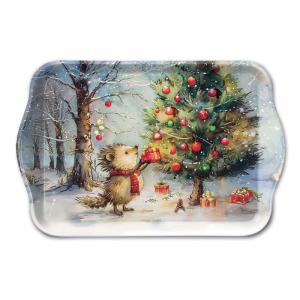 Mini plateau hérisson et sapin décoré