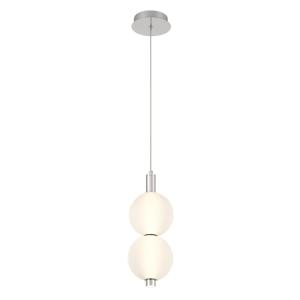 Mini Suspension Acier, Verre Blanc Dépoli  Nickel Poli