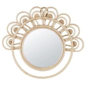 Miroir en rotin beige 40x35