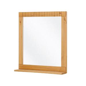 Miroir mural de salle de bain avec étagère en pin