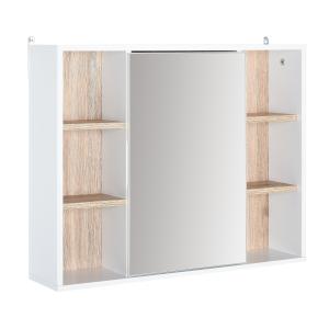 Miroir salle de bain placard étagères blanc aspect chêne cl…