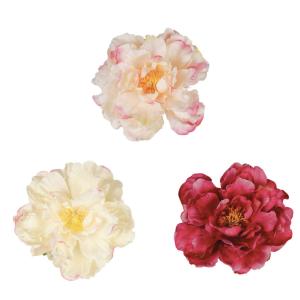Mix de 3 fleurs artificielles crème et rouge D15