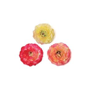 Mix de 3 fleurs artificielles rose orangé et jaune D10