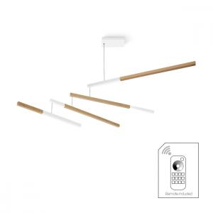 Mobile suspension tasso nez dimmable en bois blanc