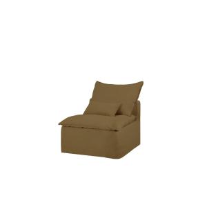 Module en coton et lin sans accoudoirs déhoussable vert 97x…