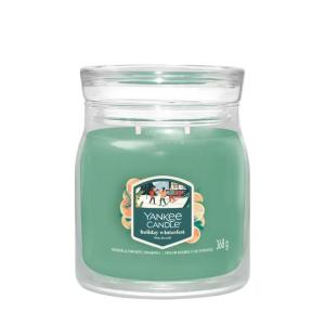 Moyenne bougie Fêtes de Noël vert en verre