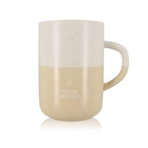 Mug à message en grès beige et blanc 580ml