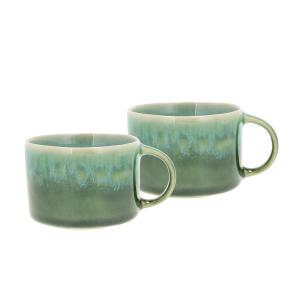 Mug avec anse en grès vert/bleu