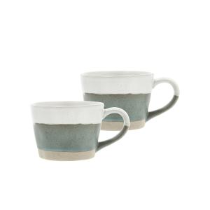 Mug avec anse en porcelaine vert/blanc