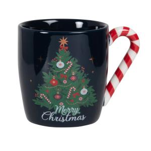 Mug en grès motifs Noël noirs, blancs, verts, rouges et dor…