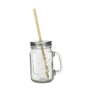 Mug en verre avec paille réutilisable 450ml