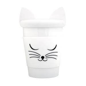 Mug et couvercle  Chat blanc porcelaine 10 x 9 x 14 cm