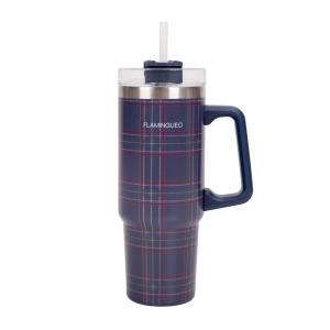 Mug isotherme avec paille acier inoxydable 0,9 litres Bleu
