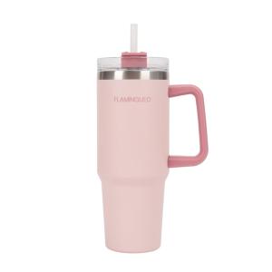 Mug isotherme avec paille acier inoxydable 0,9 litres Rose