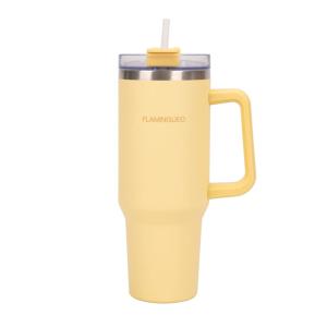 Mug isotherme avec paille acier inoxydable 1,18 litres Jaune