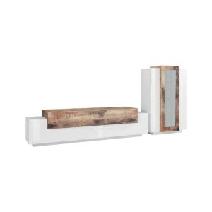 Mur modulable en bois laqué blanc brillant