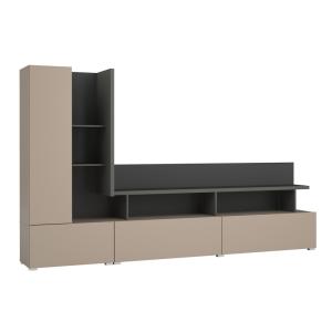 Mur TV 2 stratifiés taupe et anthracite