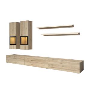 Mur TV 5 pièces avec LED stratifiés beige