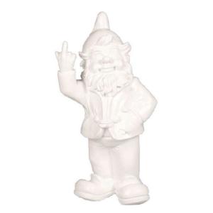 Nain de jardin en résine f*ck 16 x 12 x 32 cm blanc