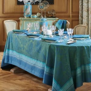 Nappe antitache déperlant pur coton bleu 174X254